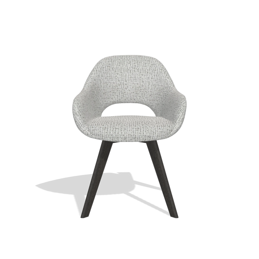 Chaise de salle à manger Marino 6608 en tissu Horta 106 (gris clair), pieds en tabac, vue de face