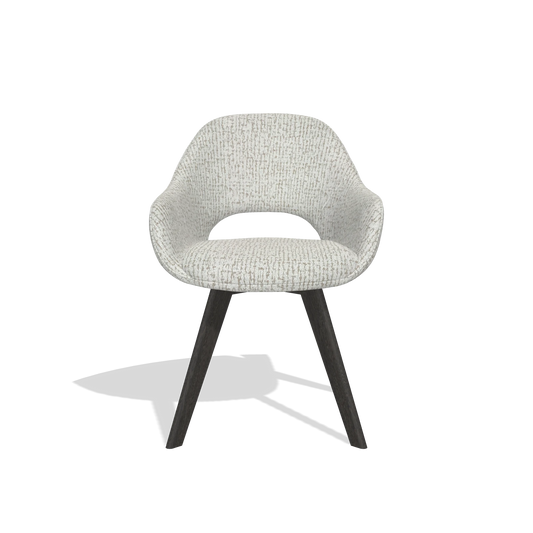 Chaise de salle à manger Marino 6608 en tissu Horta 186 (gris clair), pieds en tabac, vue de face