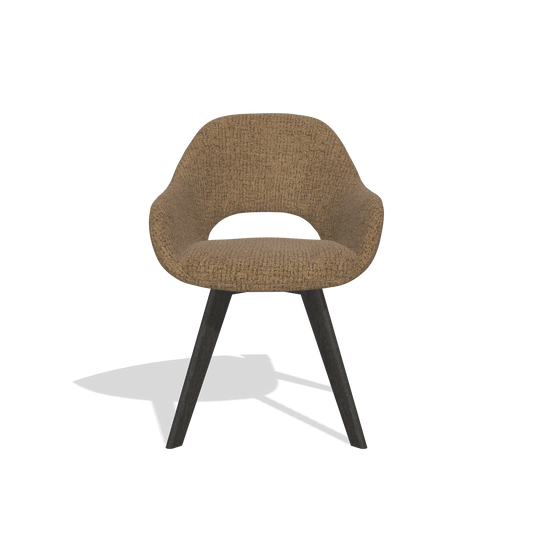 Chaise de salle à manger Marino 6608 en tissu Horta 23 (olive), pieds en tabac, vue de face