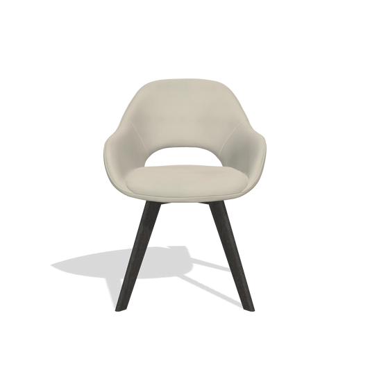 Silla de comedor Marino 6608 en Piel A822 (gris claro), patas en tabaco, vista frontal