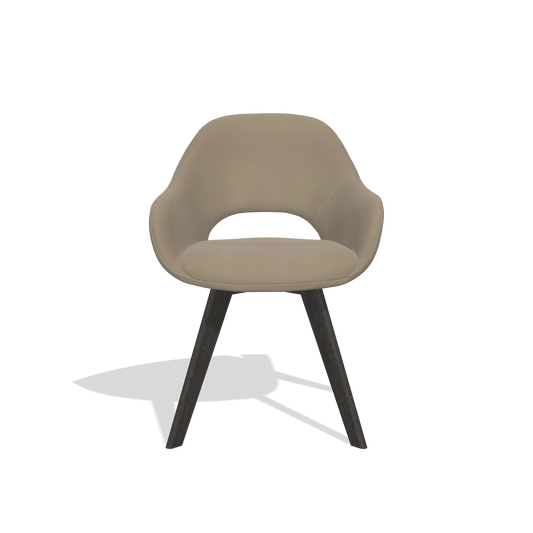 Silla de comedor Marino 6608 en Piel A824 (verde salvia), patas en tabaco, vista frontal