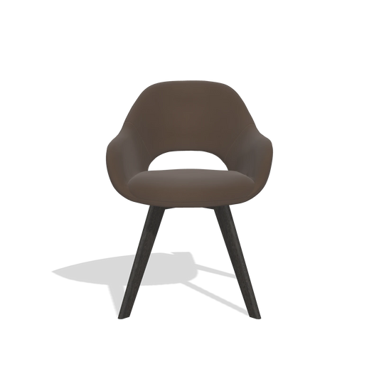 Silla de comedor Marino 6608 en Piel A825 (marrón), patas en tabaco, vista frontal