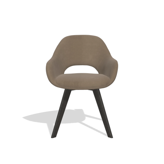 Esszimmerstuhl Marino 6608 in Leder B402 (Taupe), Beine in Tabak, Vorderansicht