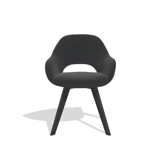 Esszimmerstuhl Marino 6608 in Leder B500 (Schwarz), Beine in Tabak, Vorderansicht