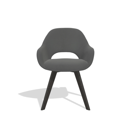 Silla de comedor Marino 6608 en Piel B502 (gris oscuro), patas en tabaco, vista frontal
