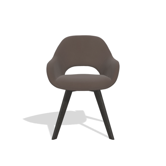 Silla de comedor Marino 6608 en Piel B535 (marrón), patas en tabaco, vista frontal