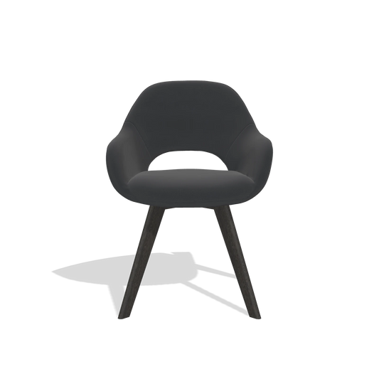 Silla de comedor Marino 6608 en Piel B900 (negro), patas en tabaco, vista frontal