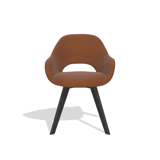 Silla de comedor Marino 6608 en Piel B912 (óxido), patas en tabaco, vista frontal