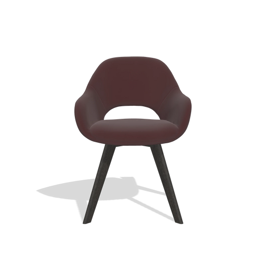 Silla de comedor Marino 6608 en Piel B938 (chocolate), patas en tabaco, vista frontal