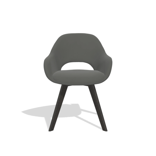 Silla de comedor Marino 6608 en Piel B945 (gris oscuro), patas en tabaco, vista frontal