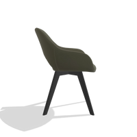 Sedia da pranzo Marino 6608 in Pelle B962 (grigio scuro), gambe in nero, vista laterale