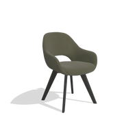 Sedia da pranzo Marino 6608 in Pelle B962 (grigio scuro), gambe in tabacco, vista angolata