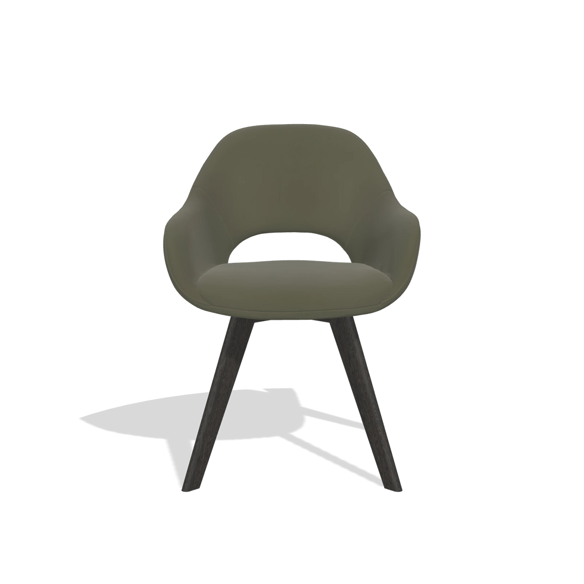 Sedia da pranzo Marino 6608 in Pelle B962 (grigio scuro), gambe in tabacco, vista frontale