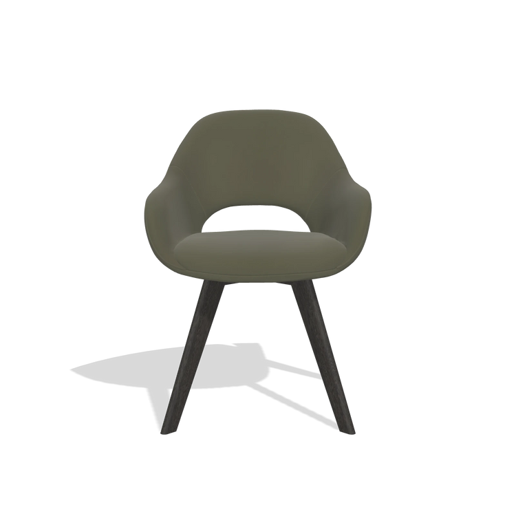 Sedia da pranzo Marino 6608 in Pelle B962 (grigio scuro), gambe in tabacco, vista frontale