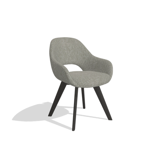Chaise de salle à manger Marino 6608 en tissu Lodge 01 (taupe), pieds en tabac, vue de trois-quarts