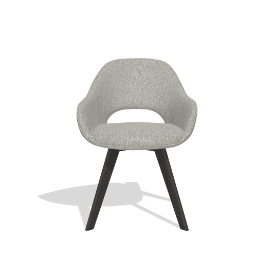 Chaise de salle à manger Marino 6608 en tissu Lodge 110 (grège), pieds en tabac, vue de face