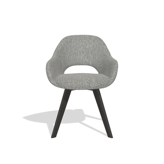Chaise de salle à manger Marino 6608 en tissu Lodge 40 (gris), pieds en tabac, vue de face