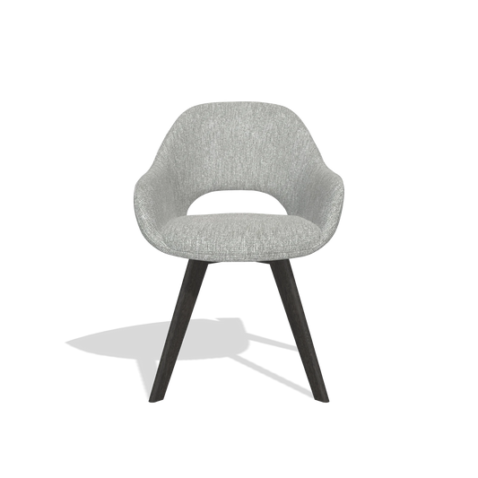 Chaise de salle à manger Marino 6608 en tissu Lodge 60 (grège), pieds en tabac, vue de face