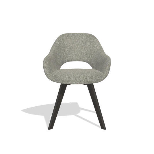 Chaise de salle à manger Marino 6608 en tissu Lodge 84 (taupe), pieds en tabac, vue de face