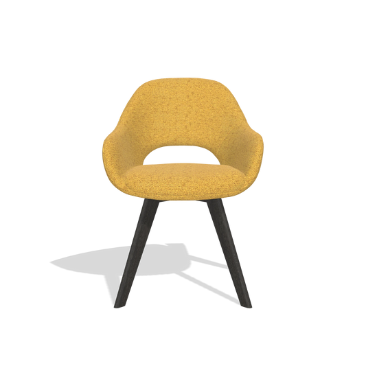 Dining Chair Marino 6608 in Mito 132 fabric (ochre), tobacco legs, front view