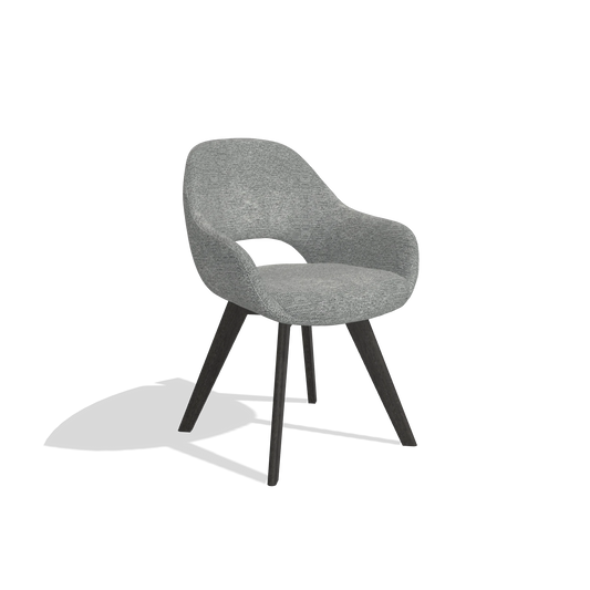 Dining Chair Marino 6608 in Mito 97 fabric (taupe), tobacco legs, angled view