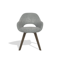 Dining Chair Marino 6608 in Mito 97 fabric (taupe), walnut legs, front view