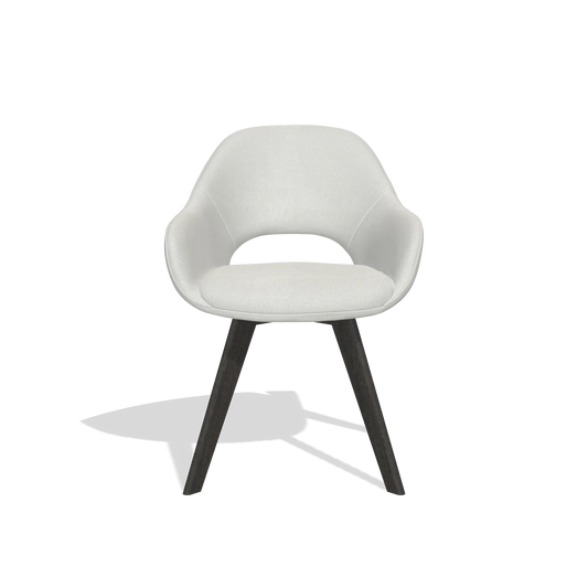 Chaise de salle à manger Marino 6608 en tissu Niagara 901 (gris clair), pieds en tabac, vue de face
