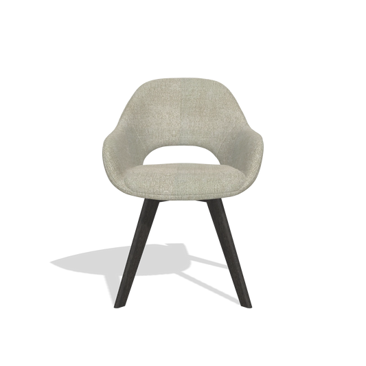 Chaise de salle à manger Marino 6608 en tissu Niagara 903 (grège), pieds en tabac, vue de face