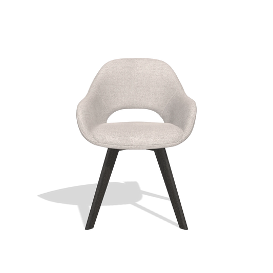 Chaise de salle à manger Marino 6608 en tissu Oasis 01 (gris clair), pieds en tabac, vue de face