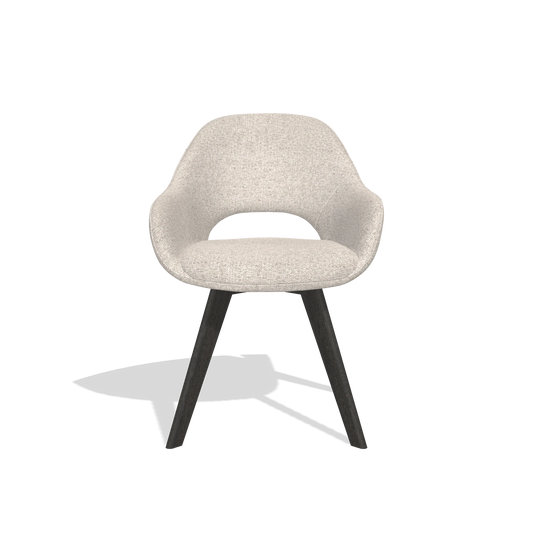 Chaise de salle à manger Marino 6608 en tissu Oasis 196 (gris clair), pieds en tabac, vue de face