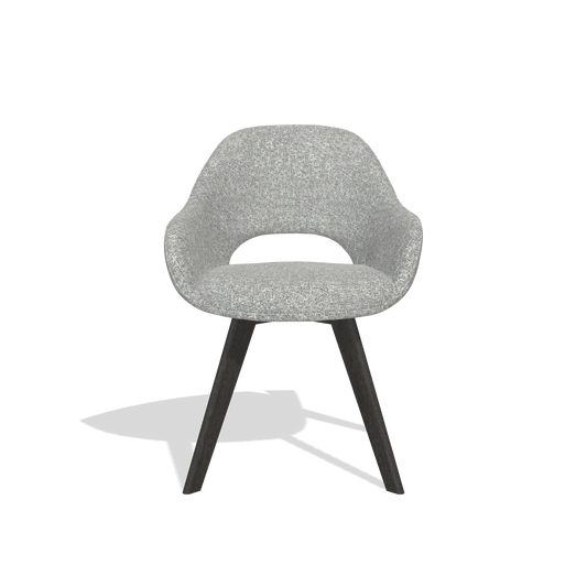 Chaise de salle à manger Marino 6608 en tissu Oasis 40 (grège), pieds en tabac, vue de face
