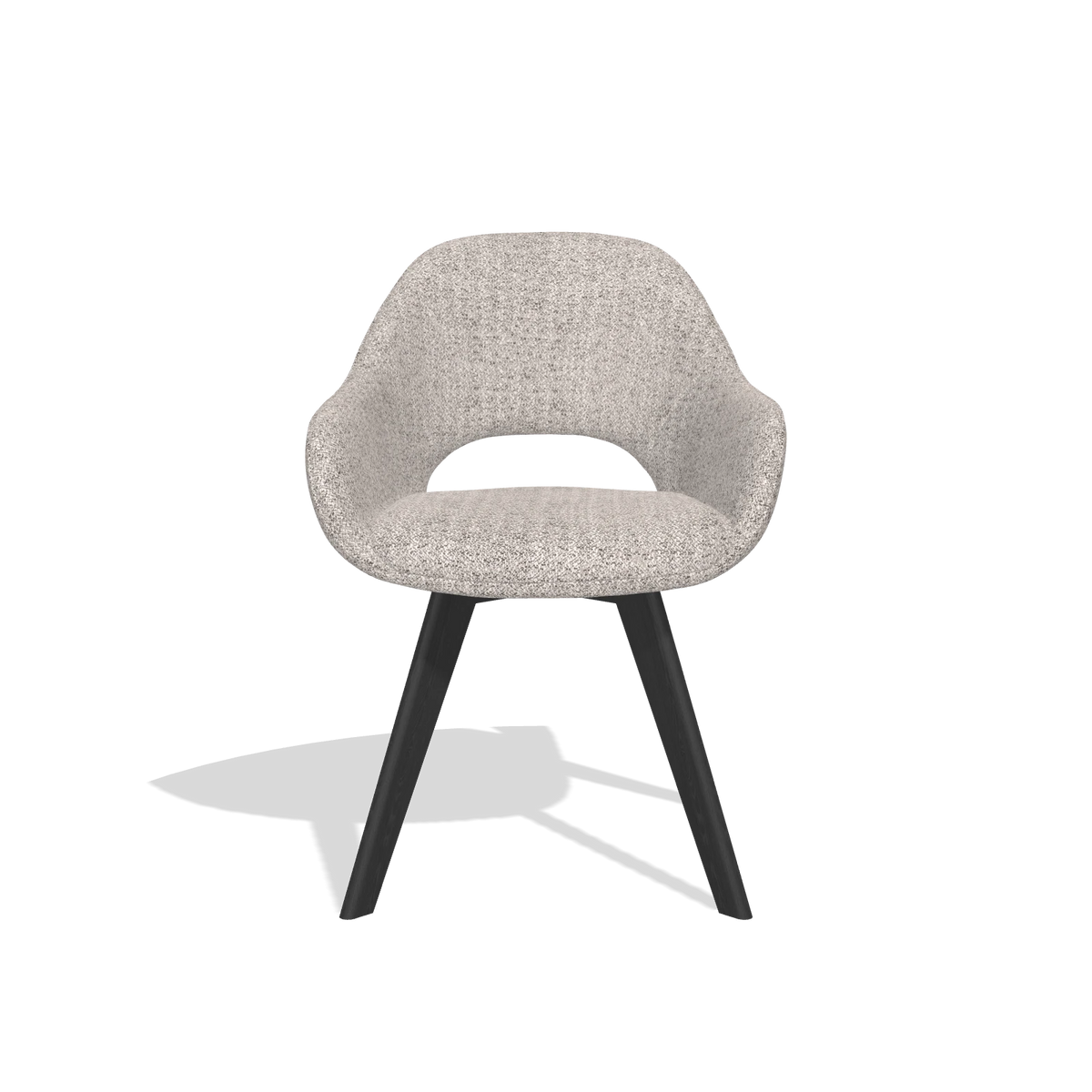 Dining Chair Marino 6608 in Oasis 91 fabric (greige), black legs, front view