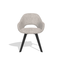 Dining Chair Marino 6608 in Oasis 91 fabric (greige), black legs, front view