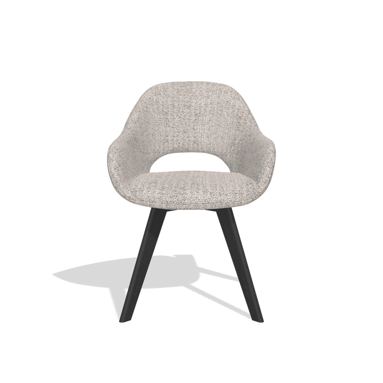 Dining Chair Marino 6608 in Oasis 91 fabric (greige), black legs, front view