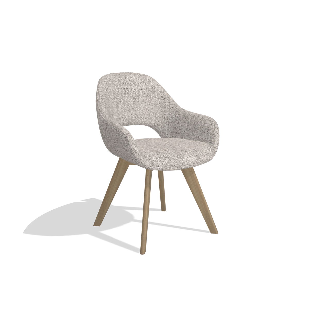 Dining Chair Marino 6608 in Oasis 91 fabric (greige), natural legs, angled view
