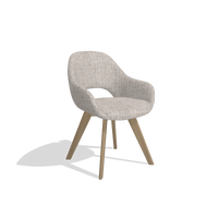 Dining Chair Marino 6608 in Oasis 91 fabric (greige), natural legs, angled view