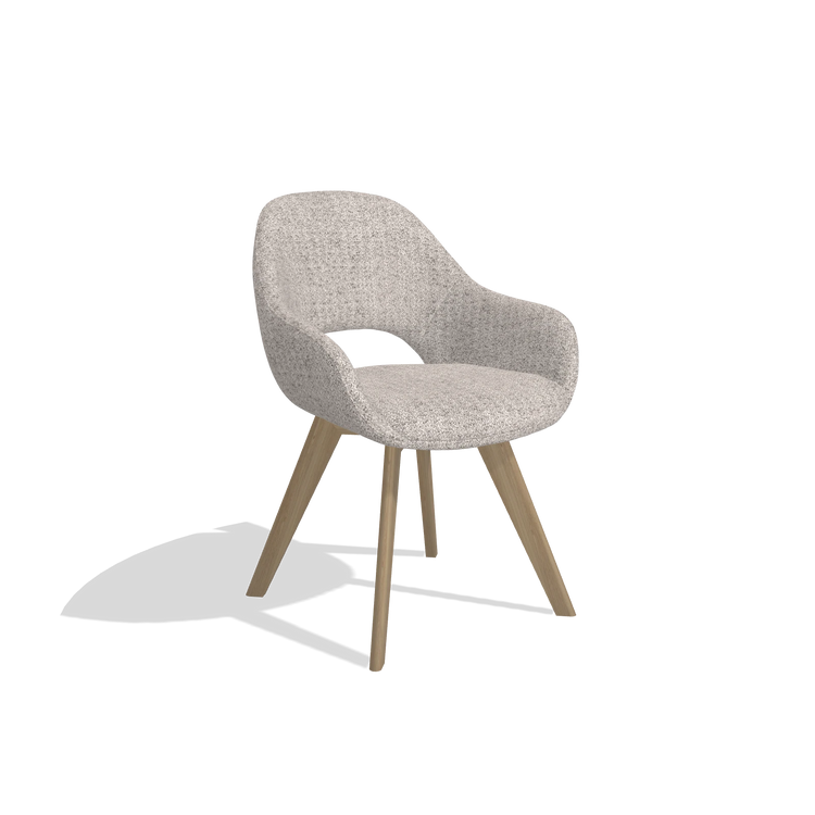 Dining Chair Marino 6608 in Oasis 91 fabric (greige), natural legs, angled view