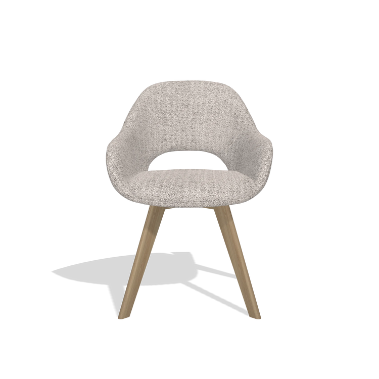 Dining Chair Marino 6608 in Oasis 91 fabric (greige), natural legs, front view