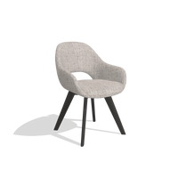 Dining Chair Marino 6608 in Oasis 91 fabric (greige), tobacco legs, angled view