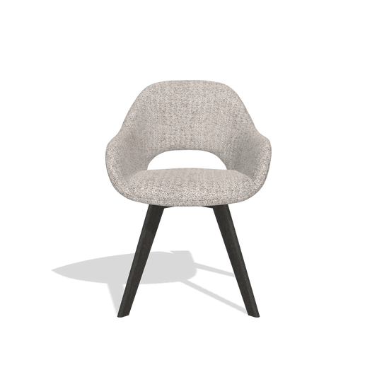 Chaise de salle à manger Marino 6608 en tissu Oasis 91 (grège), pieds en tabac, vue de face