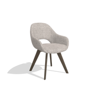 Dining Chair Marino 6608 in Oasis 91 fabric (greige), walnut legs, angled view