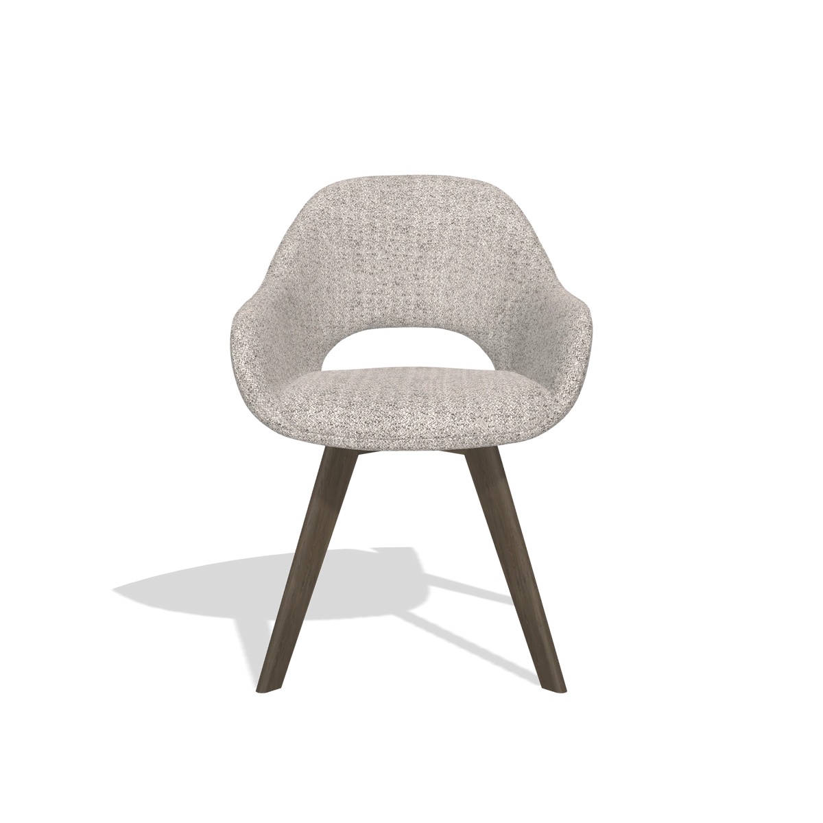 Dining Chair Marino 6608 in Oasis 91 fabric (greige), walnut legs, front view