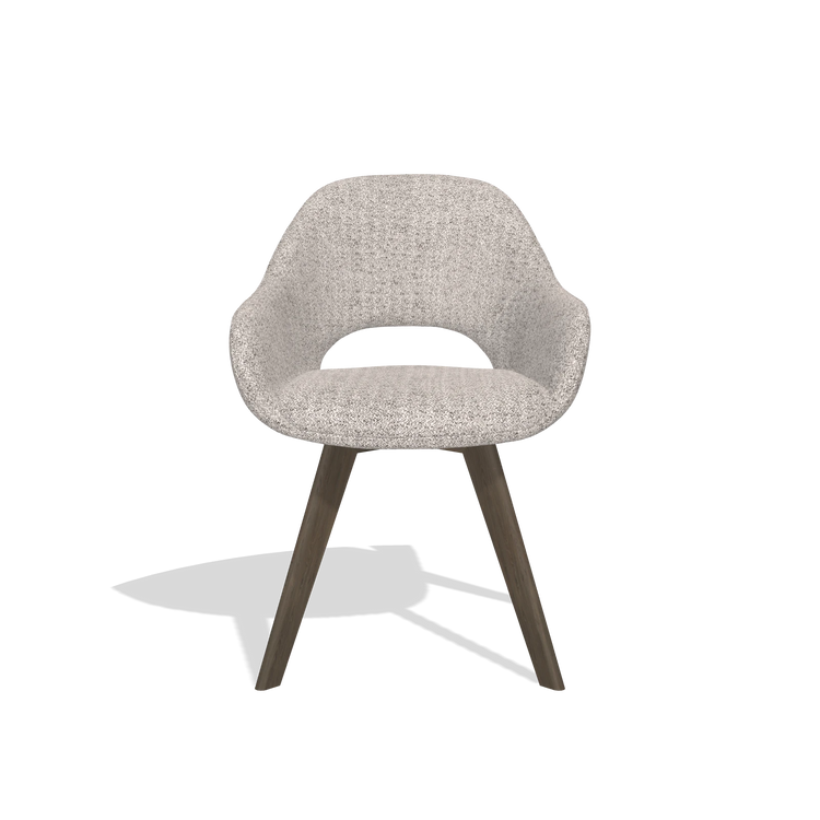 Dining Chair Marino 6608 in Oasis 91 fabric (greige), walnut legs, front view