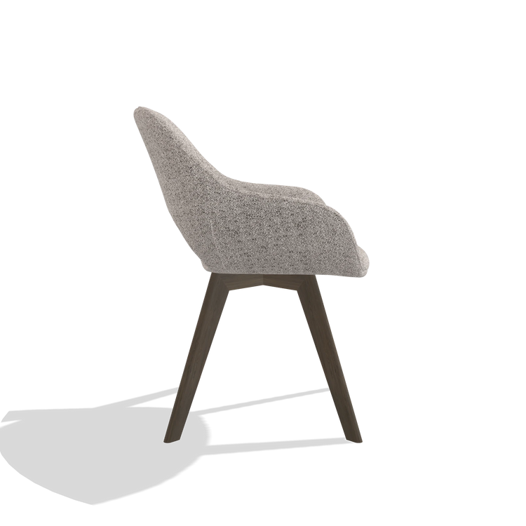 Dining Chair Marino 6608 in Oasis 91 fabric (greige), walnut legs, side view