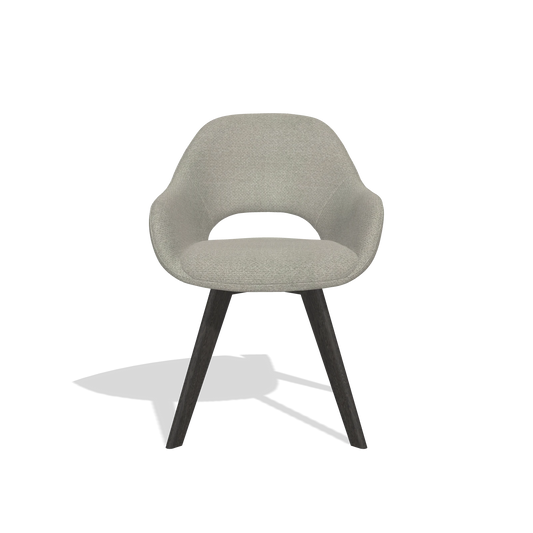 Chaise de salle à manger Marino 6608 en tissu Rhythm 01 (vert sauge), pieds en tabac, vue de face
