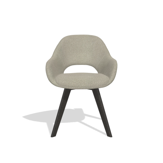 Chaise de salle à manger Marino 6608 en tissu Rhythm 05 (grège), pieds en tabac, vue de face