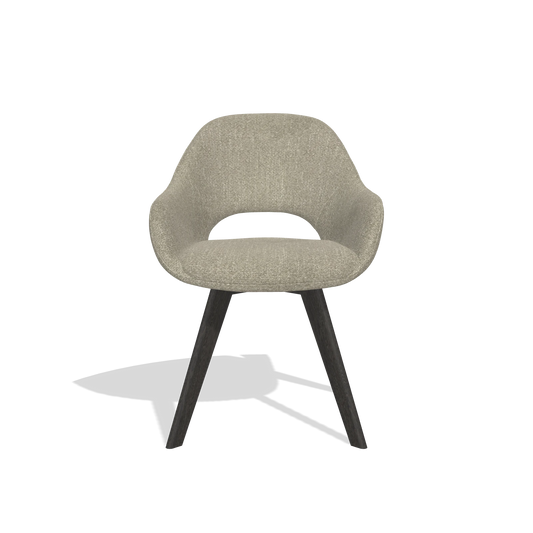 Chaise de salle à manger Marino 6608 en tissu Rhythm 10 (vert sauge), pieds en tabac, vue de face