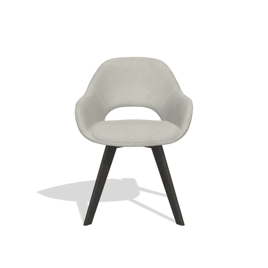 Chaise de salle à manger Marino 6608 en tissu Rhythm 101 (grège), pieds en tabac, vue de face