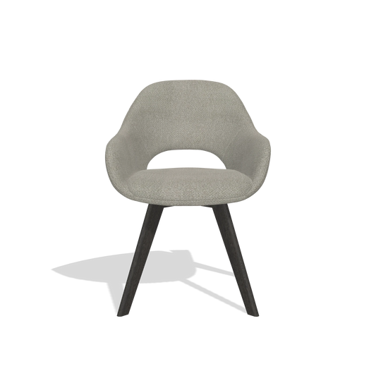 Chaise de salle à manger Marino 6608 en tissu Rhythm 84 (gris), pieds en tabac, vue de face