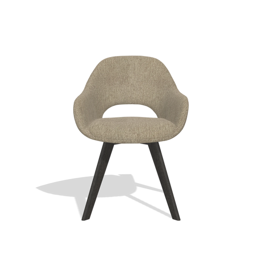 Chaise de salle à manger Marino 6608 en tissu San Remo 101 (taupe), pieds en tabac, vue de face